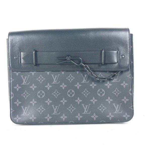 LOUIS VUITTON M80107 MonogramEclipse Pochette Steamer Bag Pouch Flap Clutch bag - Picture 1 of 10